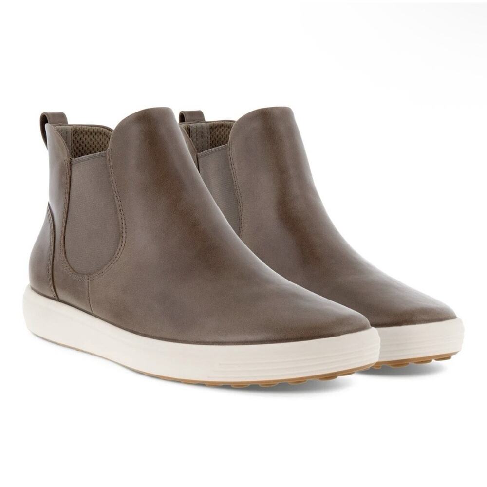 ECCO Soft 7 Chelsea Boot Sneaker Taupe Leather Pull On EU 36 Women's 5-5.5 US